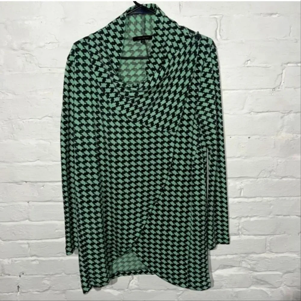 The Limited mint green & gray houndstooth pattern open front cardigan XL